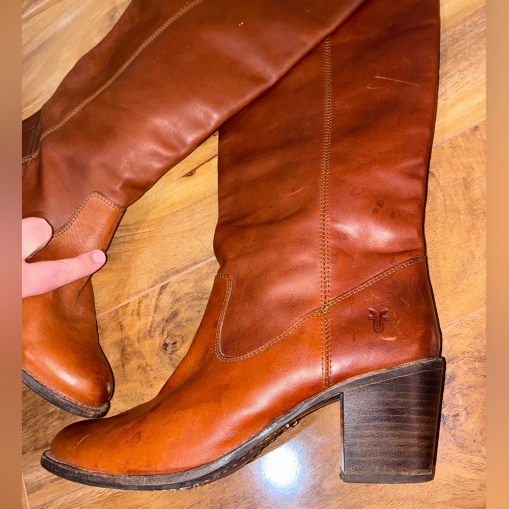 Frye Women's Jackie Button Tall Leather Riding Boots, conic - size 10 - Picture 12 of 12